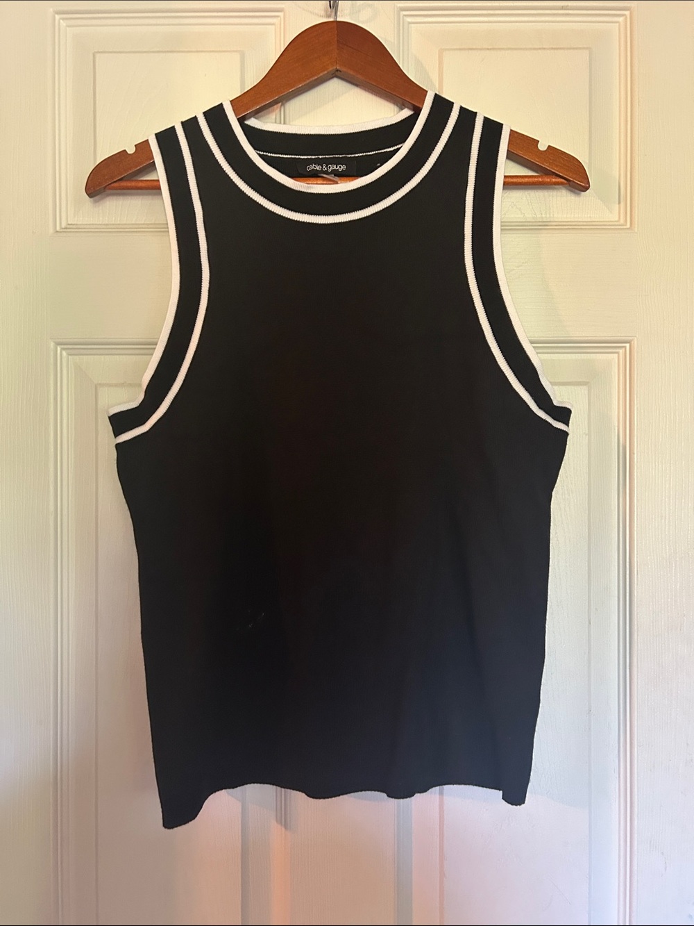 Cable & Gauge Black Tank Top with White Trim